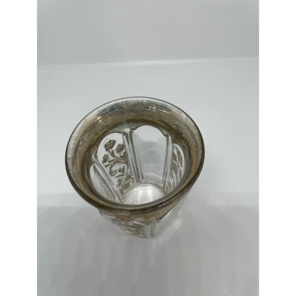 Cut Glass Small Drinking Glass with Gold Trim and Vintage Floral Design - Picture 5 of 5